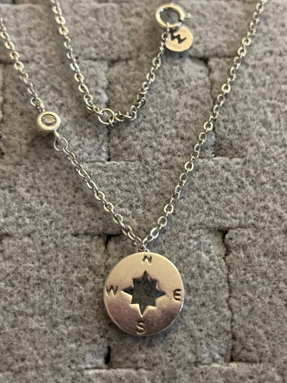 Sterling Silver Necklace Minimalist Directions Compass 925 18" Anthropologie $98